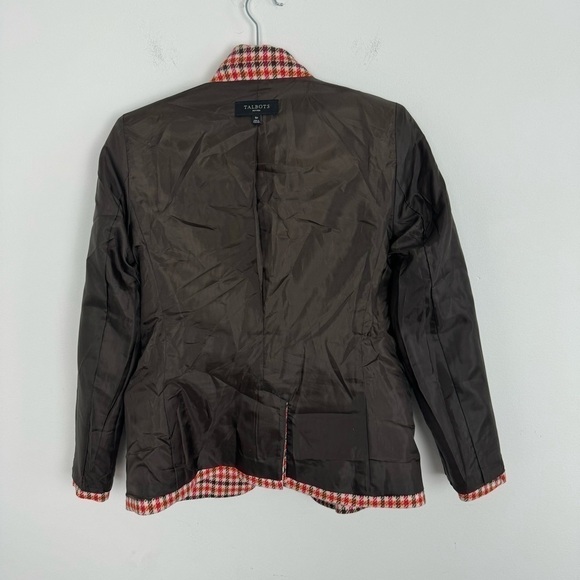 Talbots Houndstooth Plaid Wool Blazer Academia Size 6P Elbow Patch Women - Picture 14 of 16